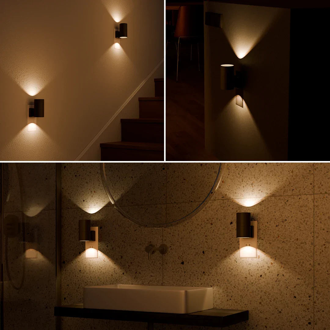Lampka Nocna do Gniazdka Ścienna Minimalistyczna z Czujnikiem Zmierzchu i Regulacją Jasności