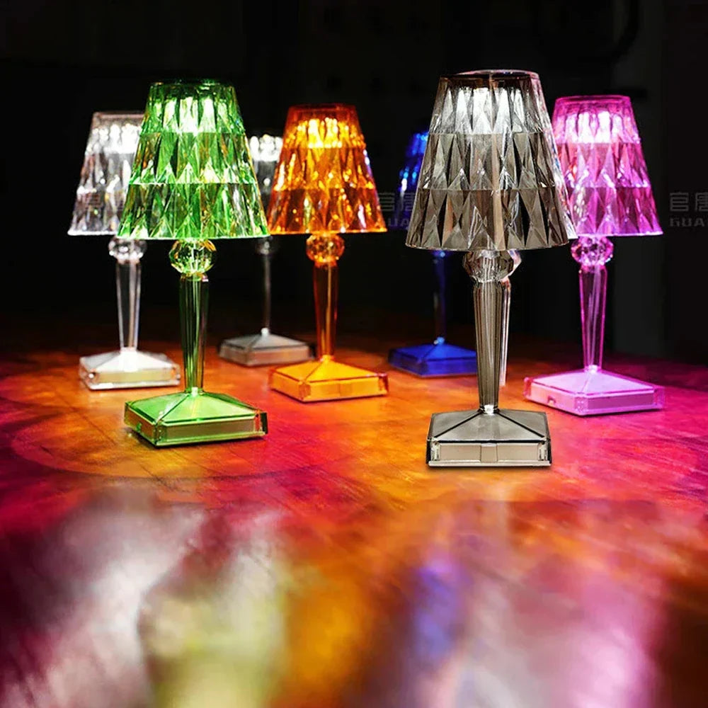 Lampka Nocna Glamour z Kryształowym Kloszem na Dotyk ##POS:3##