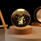 Lampka Nocna Kryształowa Kula z Grawerowaniem 3D LED USB