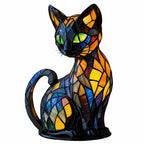 Lampka Nocna w Kształcie Kota w Stylu Witrażowym Art Deco