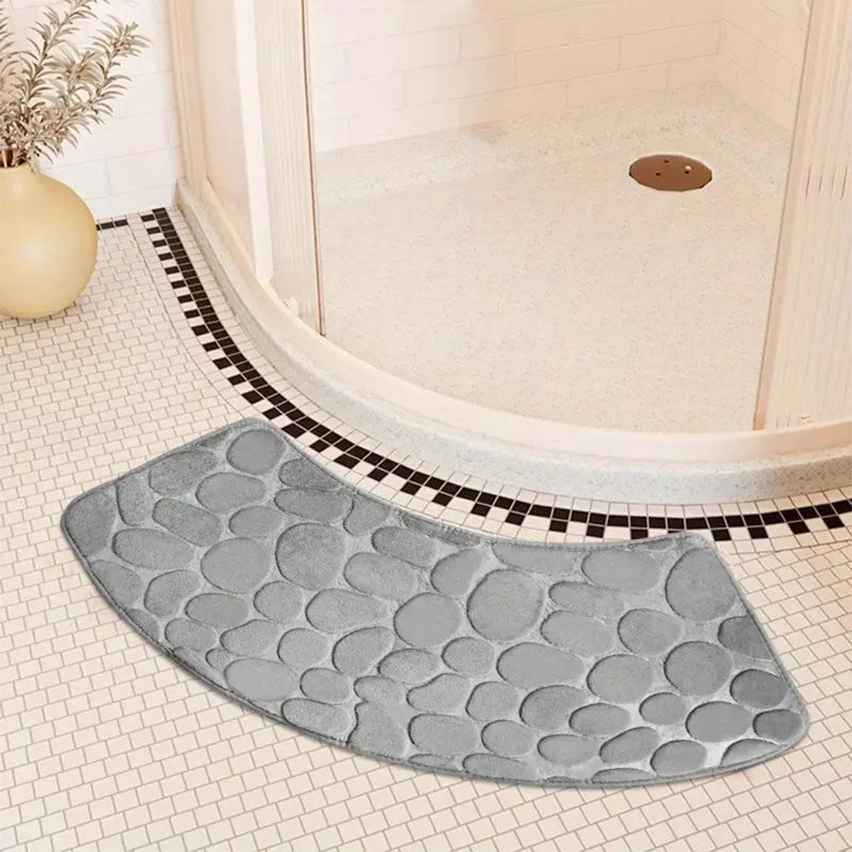 Mata Łazienkowa Antypoślizgowa z Wytłaczanym Wzorem Kamieni do Prysznica