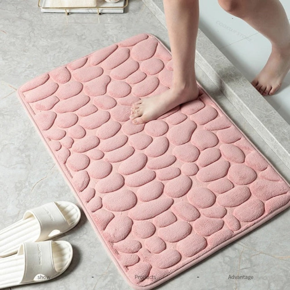 Mata Łazienkowa Antypoślizgowa z Wzorem Kamieni i Wkładem Memory Foam