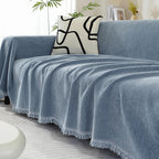 Narzuta na Kanapę z Frędzlami w Jodełkę Chenille
