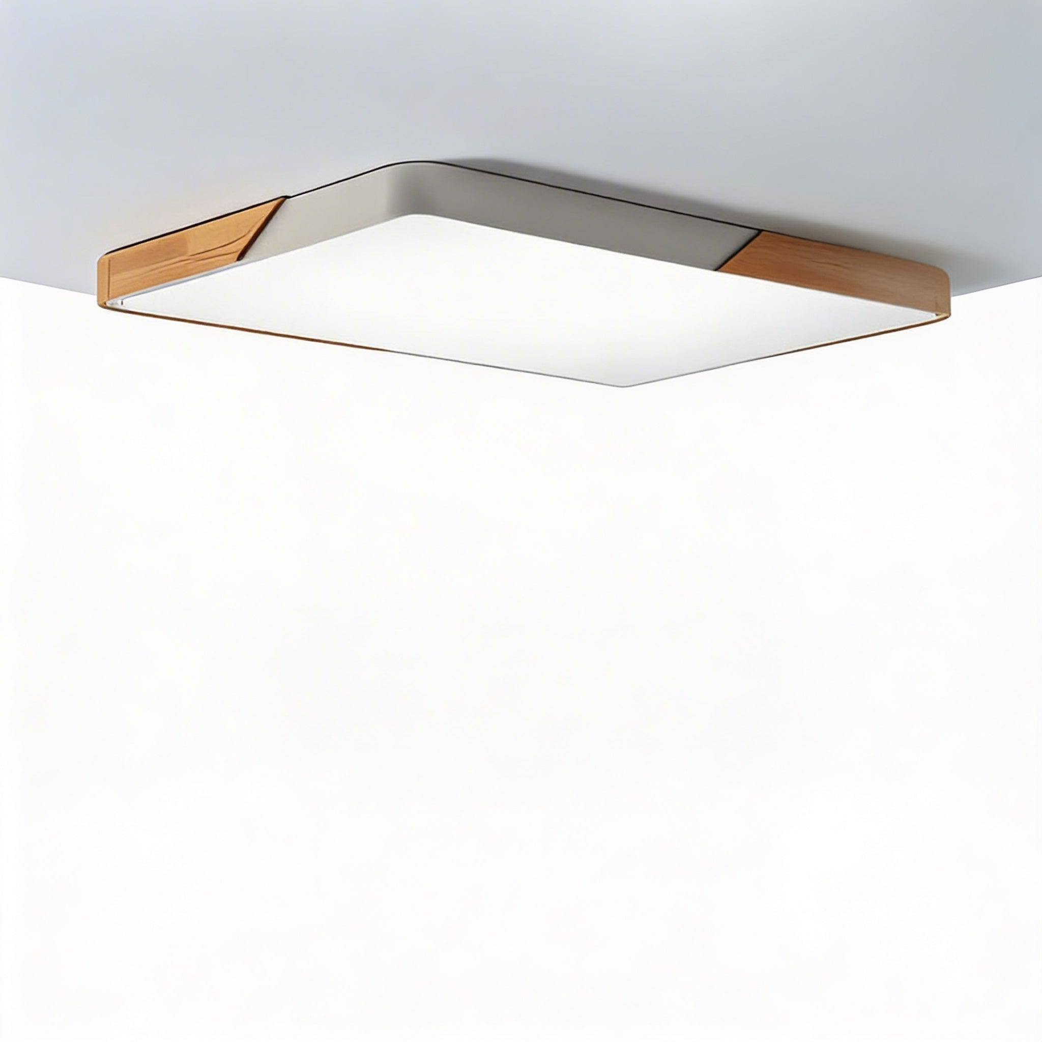 Plafon Sufitowy LED z Drewnianym Akcentem Okrągły i Kwadratowy