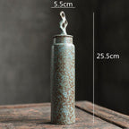 Pojemnik na Herbatę Ceramiczny z Rzeźbioną Pokrywką w Stylu Wabi-Sabi