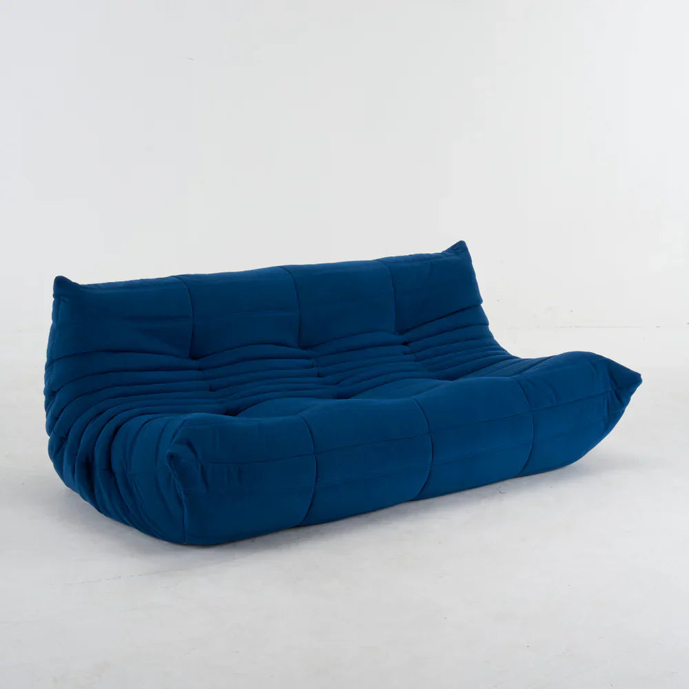 Sofa Trzyosobowa Retro z Pikowanym Oparciem bez Nóg