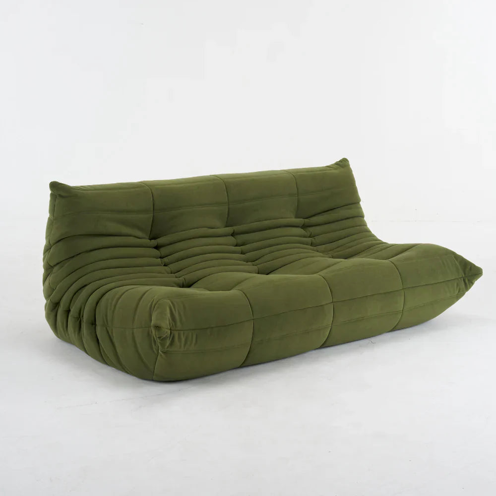 Sofa Trzyosobowa Retro z Pikowanym Oparciem bez Nóg