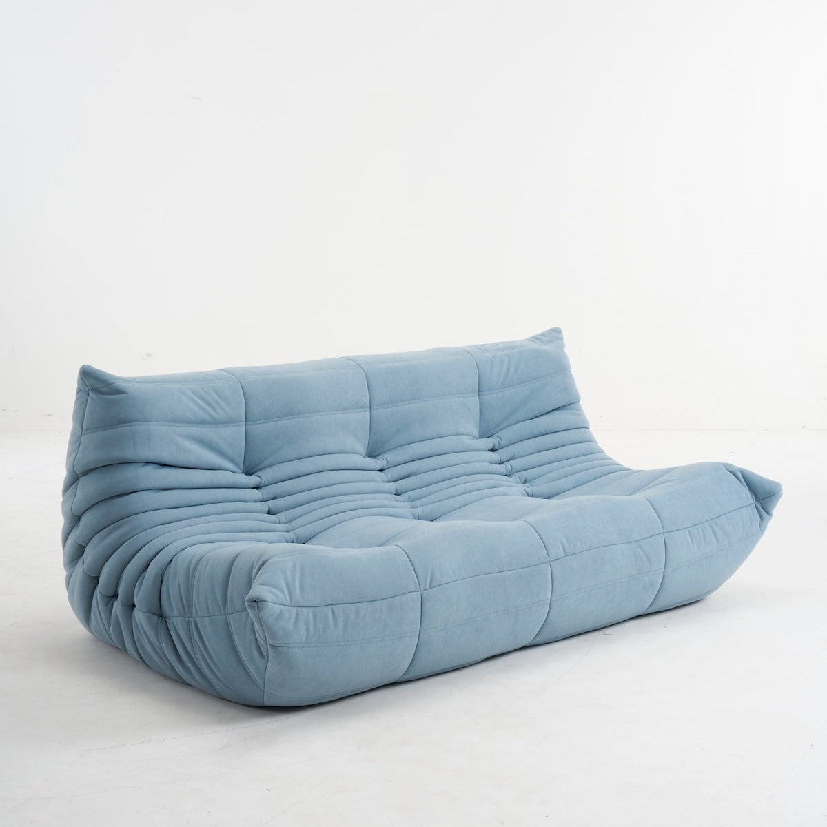 Sofa Trzyosobowa Retro z Pikowanym Oparciem bez Nóg