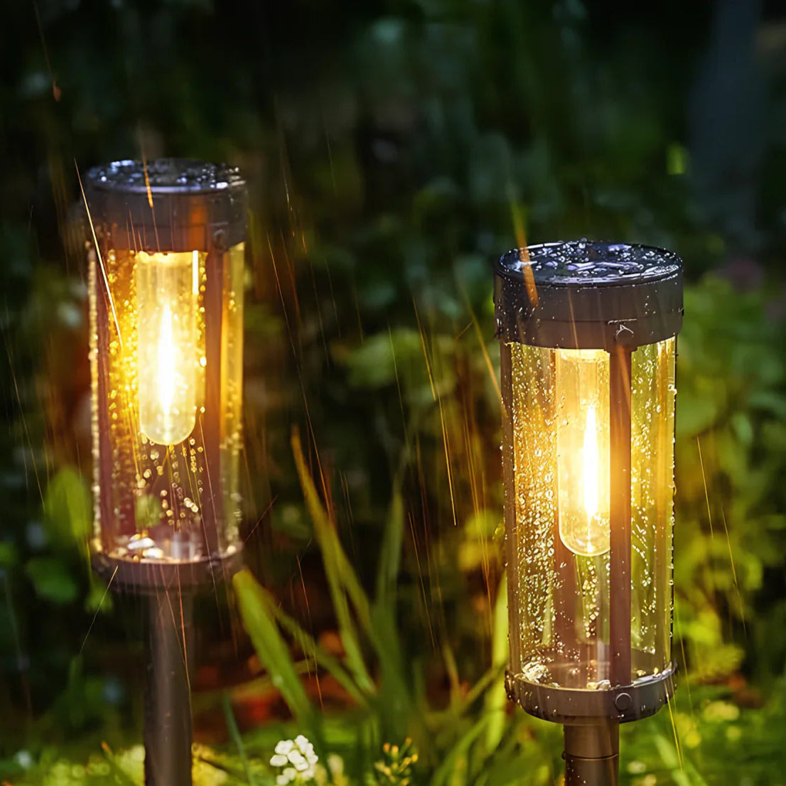Solarna Lampa Ogrodowa na Szpikulec Retro z Cylindrycznym Kloszem
