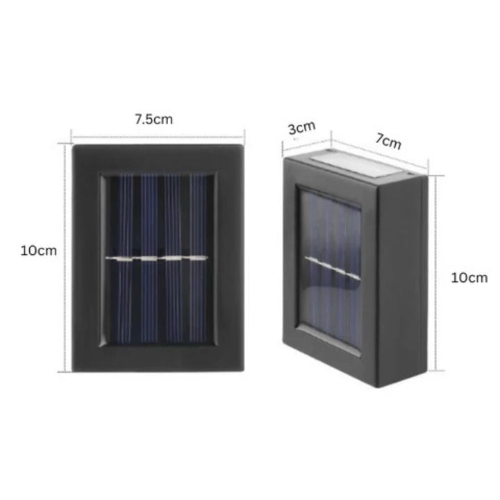 Solarna Lampa Ścienna Zewnętrzna z Efektem Góra-Dół w Zestawie 2 Sztuki