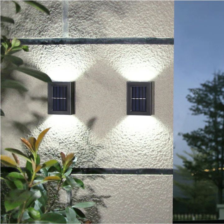 Solarna Lampa Ścienna Zewnętrzna z Efektem Góra-Dół w Zestawie 2 Sztuki
