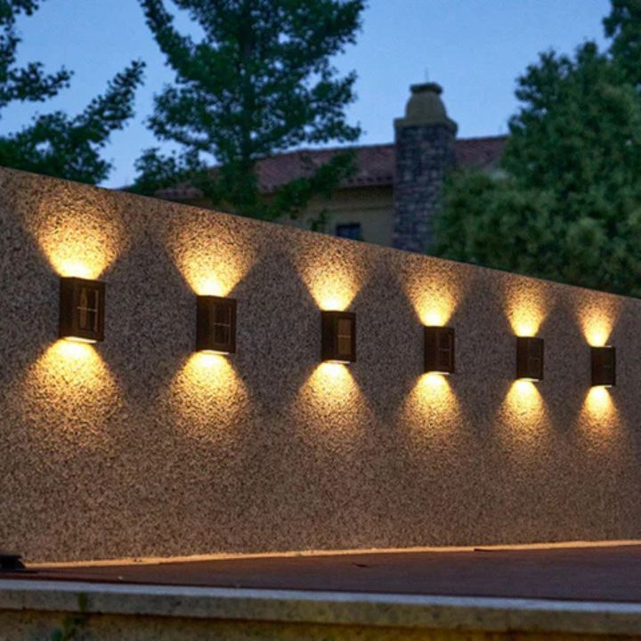 Solarna Lampa Ścienna Zewnętrzna z Efektem Góra-Dół w Zestawie 2 Sztuki ##POS:6##
