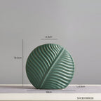 Wazon Ceramiczny Skandynawski z Motywem Liścia w Kształcie Koła