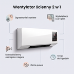 Wentylator Ścienny z Funkcją Grzania i Wyświetlaczem LCD