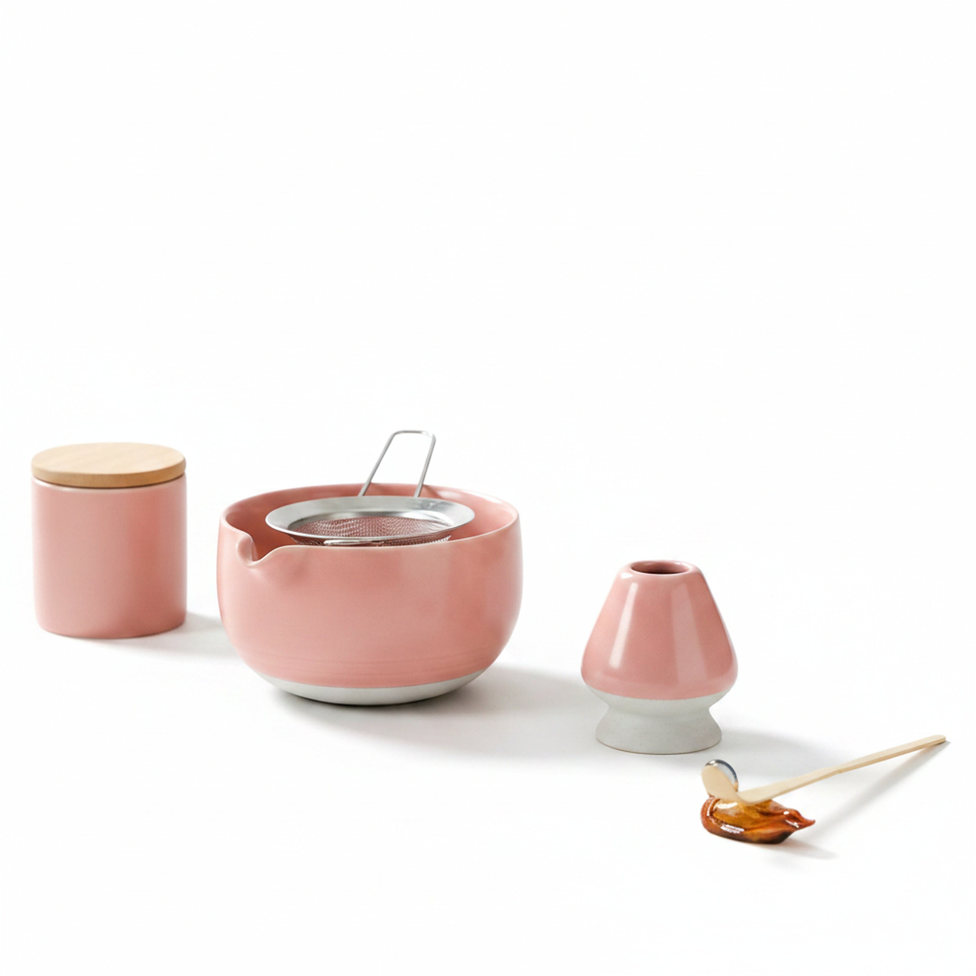Zestaw do Matchy Ceramiczny z Akcesoriami Bambusowymi w Stylu Japońskim