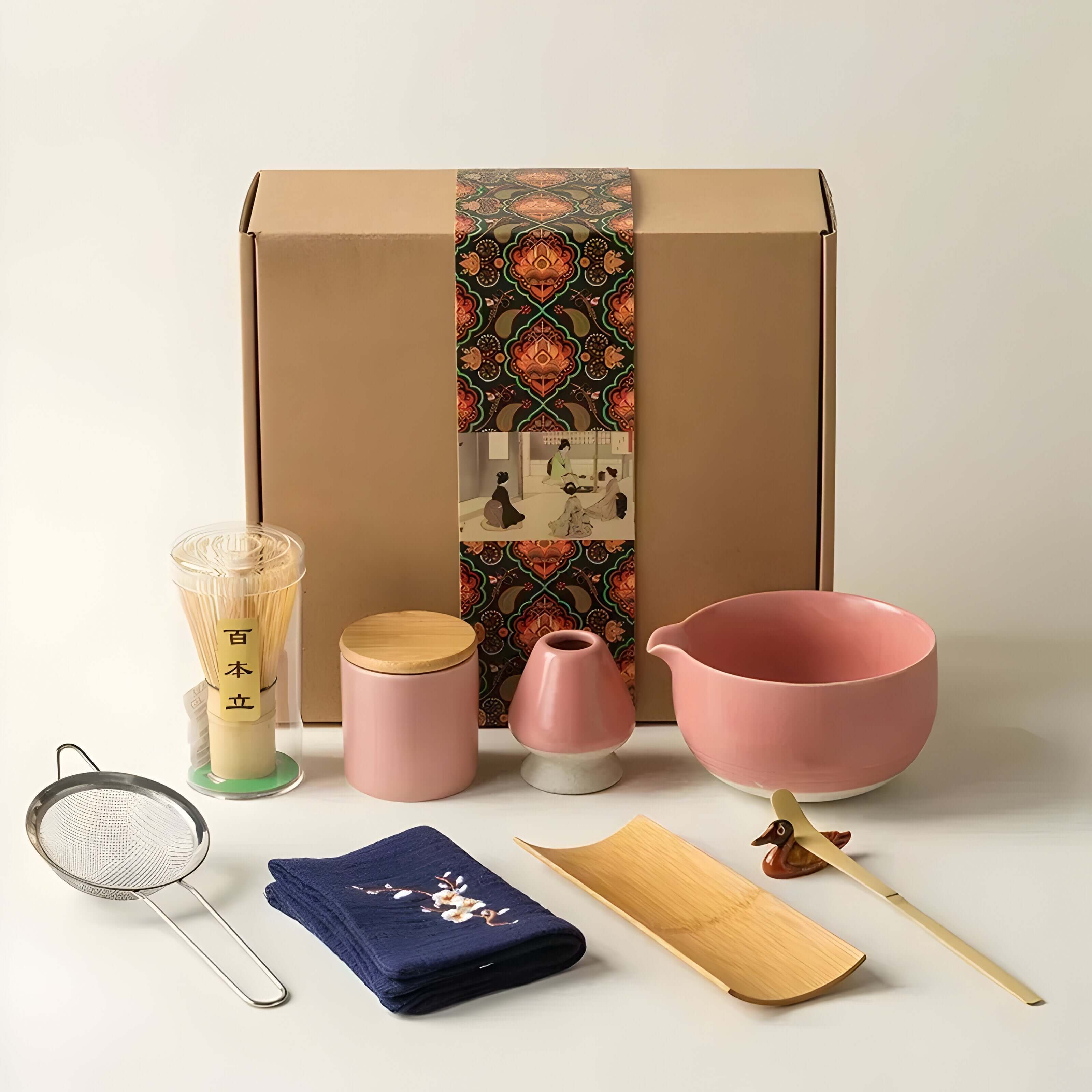 Zestaw do Matchy Ceramiczny z Akcesoriami Bambusowymi w Stylu Japońskim