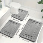 Zestaw Dywaników Łazienkowych z Memory Foam z Matą pod Toaletę Antypoślizgowy 3 Sztuki