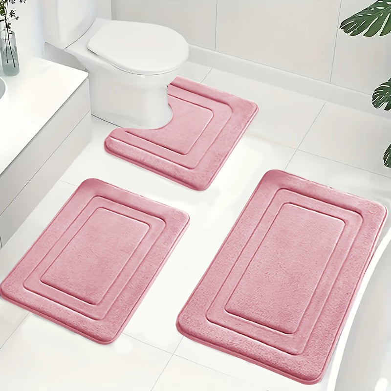 Zestaw Dywaników Łazienkowych z Memory Foam z Matą pod Toaletę Antypoślizgowy 3 Sztuki