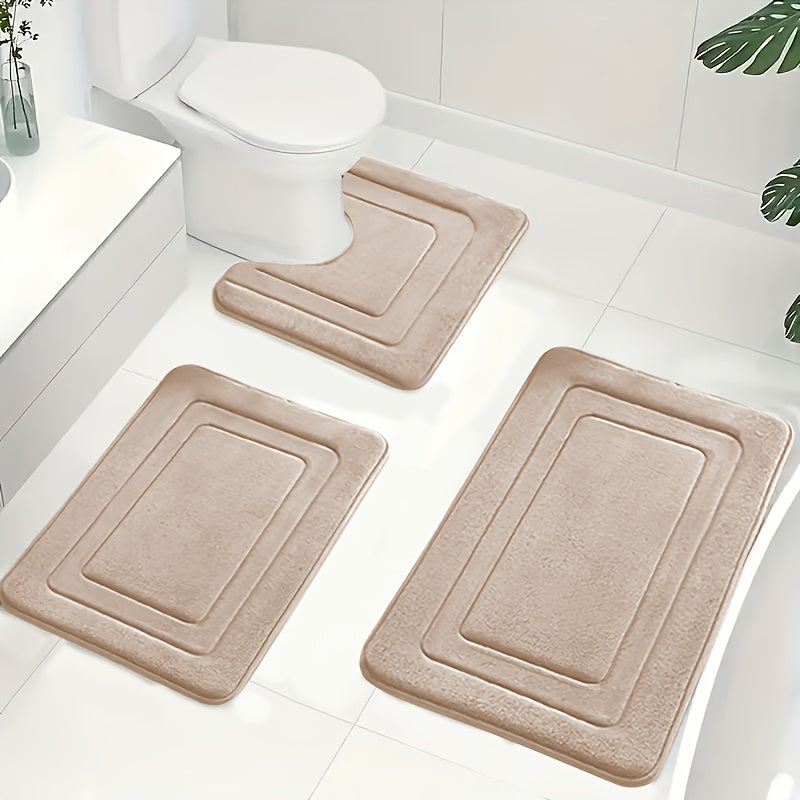 Zestaw Dywaników Łazienkowych z Memory Foam z Matą pod Toaletę Antypoślizgowy 3 Sztuki