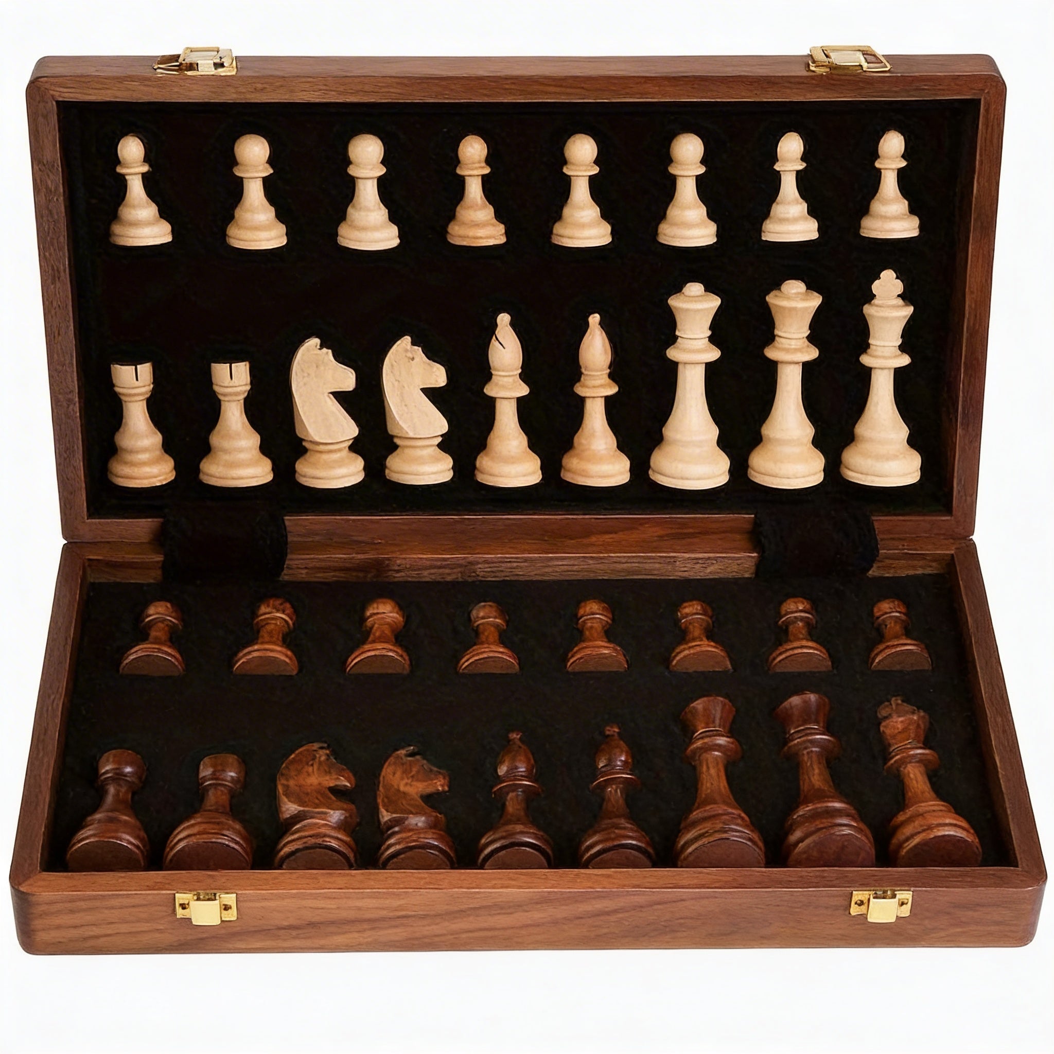 Zestaw Szachowy Drewniany Składany z Zapasowymi Królowymi