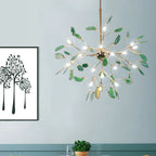 Żyrandol Art Deco z Plastrami Agatu i Gałązkami w Stylu Botanicznym