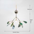 Żyrandol Art Deco z Plastrami Agatu i Gałązkami w Stylu Botanicznym