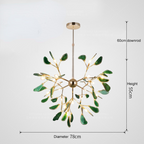 Żyrandol Art Deco z Plastrami Agatu i Gałązkami w Stylu Botanicznym